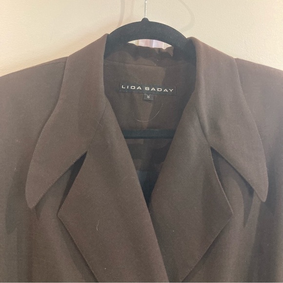 LIDA BADAY Sz 8 Lined True Wrap Dress with Buttons Buckle Closure  Pointy Collar - Picture 7 of 14